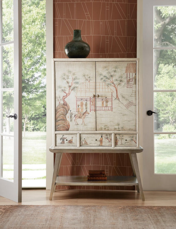 Hooker Furniture Melange Canvas Crackle Accent Chest With Hand-Painted Asian Motif, Soft-Close Drawers & Storage 628-85711-05