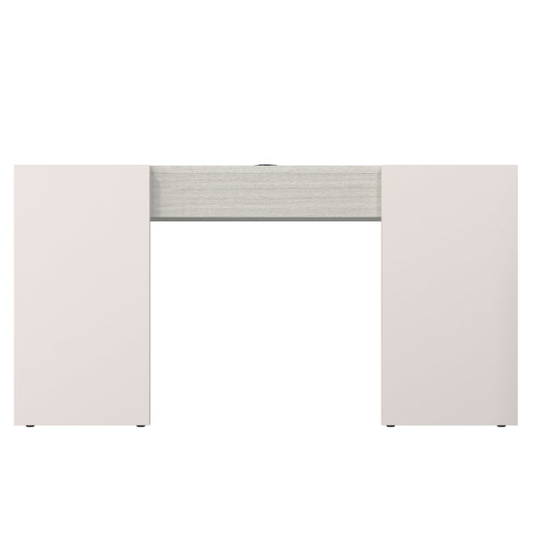 Bernhardt Bernhardt Stratum Desk With Mist Top & Fossil Faux Stone Ends, Polished Nickel Pulls, Usb/Ac D22514