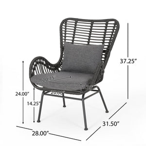 English Elm Tapscott All-weather Rattan Outdoor Accent Chairs Set of 2 with Cushions 65044.00GRY