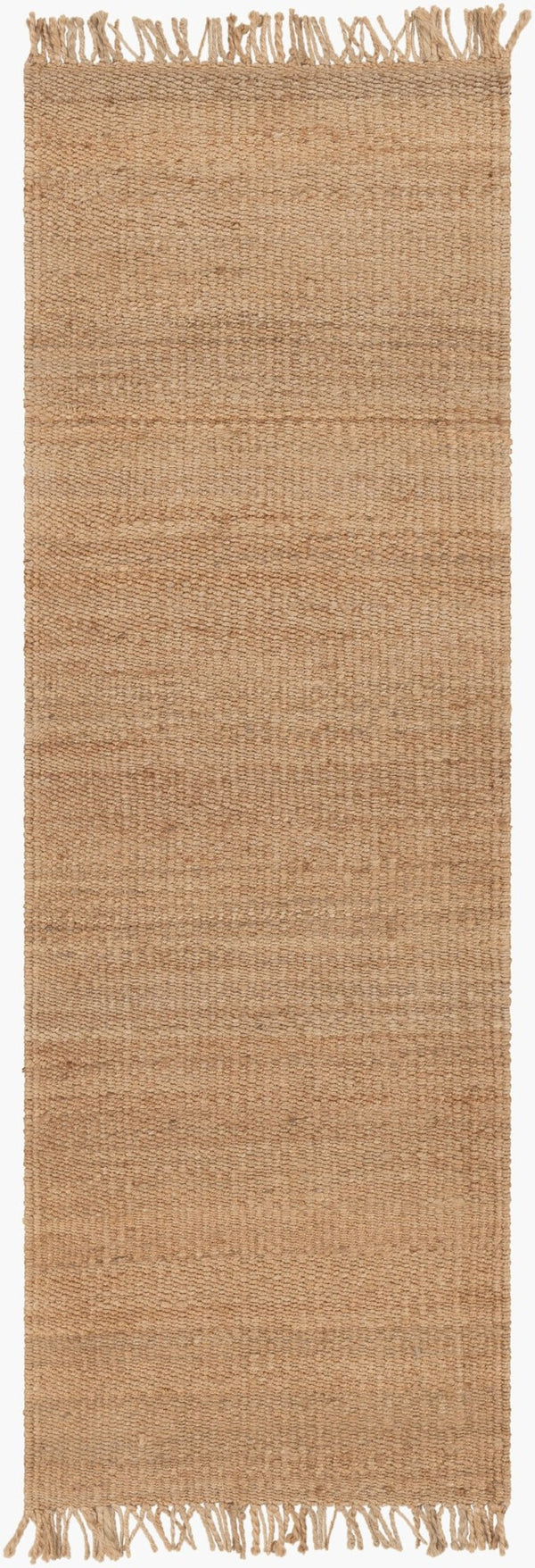 Livabliss Jute Hand-woven Area Rug Natural Fiber Fringe Border Farmhouse Living Room Accent Beige 2'6" x 8' J-268
