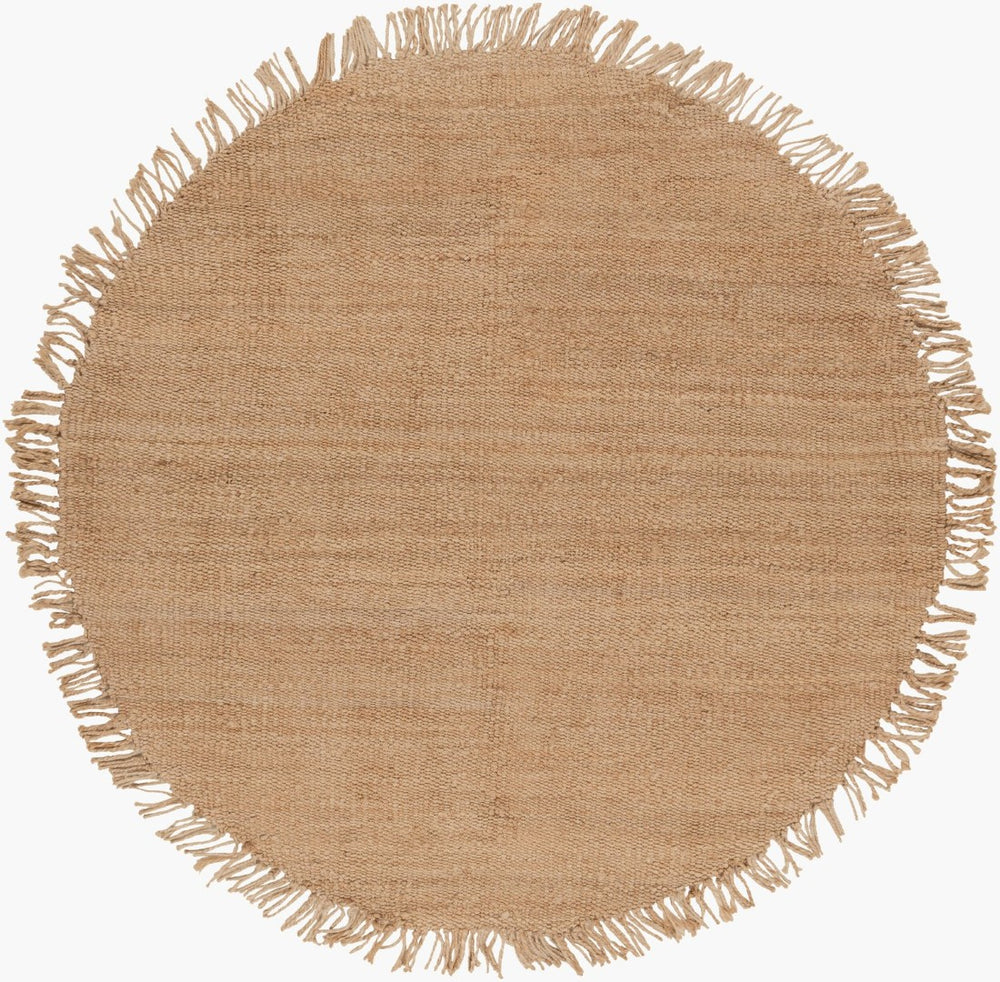 Livabliss Jute Hand-woven Area Rug Natural Fiber Fringe Border Farmhouse Living Room Accent Beige 6' x 6' J-6RD