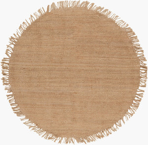 Livabliss Jute Hand-woven Area Rug Natural Fiber Fringe Border Farmhouse Living Room Accent Beige 6' x 6' J-6RD