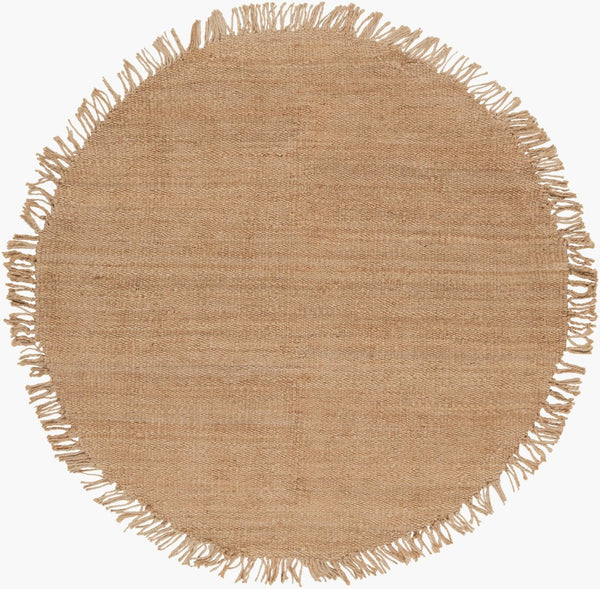 Livabliss Jute Hand-woven Area Rug Natural Fiber Fringe Border Farmhouse Living Room Accent Beige 6' x 6' J-6RD
