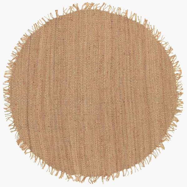 Livabliss Jute Hand-woven Area Rug Natural Fiber Fringe Border Farmhouse Living Room Accent Beige 8' x 8' Round J-8RD
