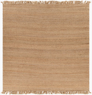 Livabliss Jute Hand-woven Area Rug Natural Fiber Fringe Border Farmhouse Living Room Accent Beige 8' x 8' Square J-8SQ