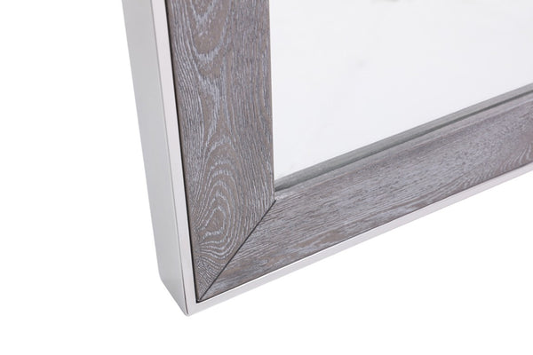 VIG Furniture Arlene Grey Elm Mirror With Polished Steel Frame — 30X40" Rectangular Wall Or Floor Leaning Accent Piece VGVCJ006-M