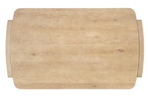 Hooker Furniture Retreat Rectangle Cocktail Table With Dune Oak Veneer, Interlocking Block Legs & Lower Shelf (58") 6950-80410-80