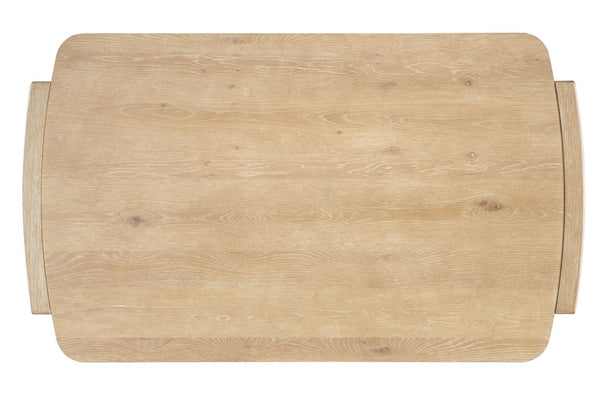 Hooker Furniture Retreat Rectangle Cocktail Table With Dune Oak Veneer, Interlocking Block Legs & Lower Shelf (58") 6950-80410-80