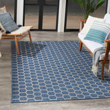 Nourison Reversible Indoor Outdoor RVB01 Machine Made Loom-woven Borderless Design Indoor/Outdoor Modern Outdoor Rug Blue, Blue 89% Polypropylene,11% Polyester 99446974037