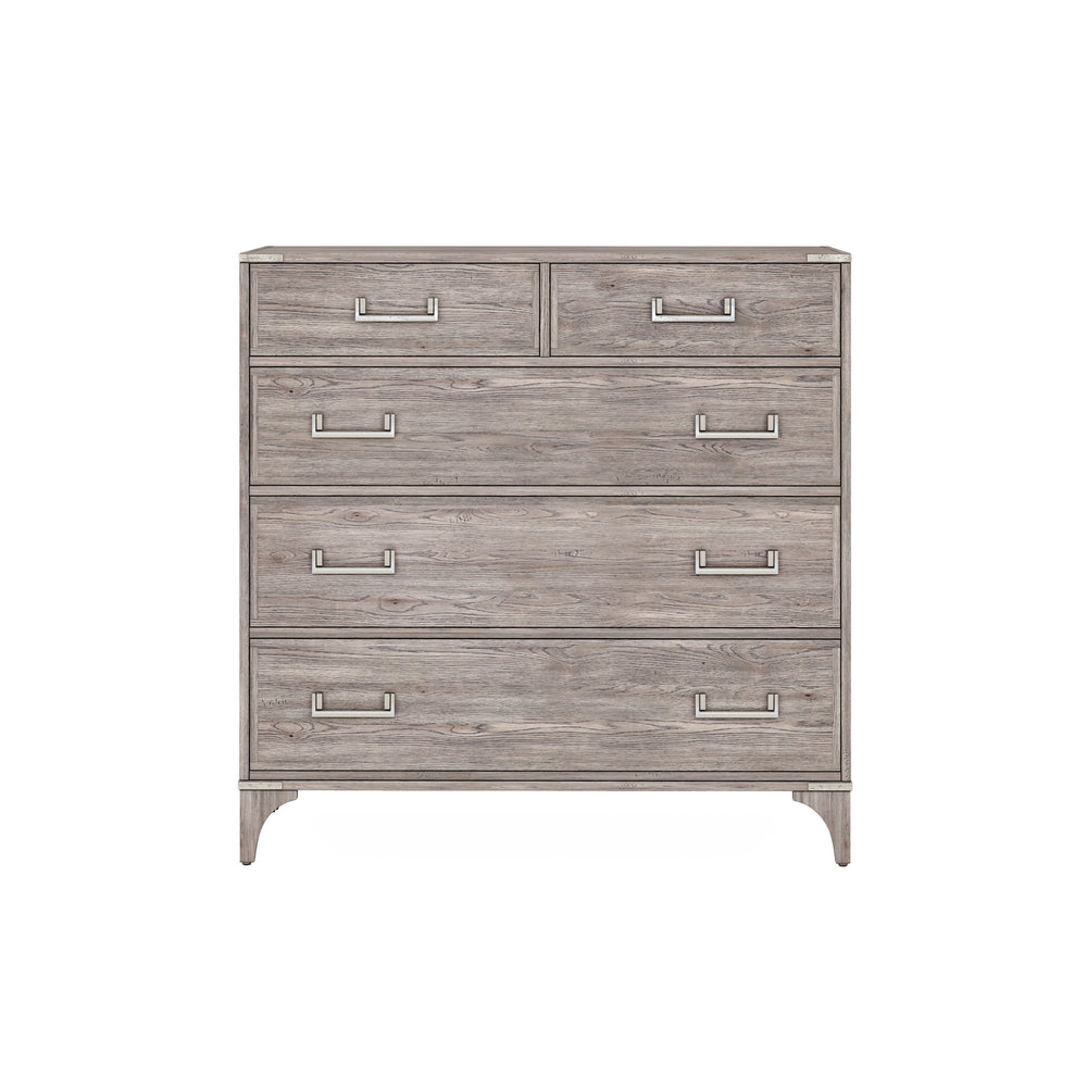 A.R.T. Furniture Sojourn Transitional Dresser With 5 Soft-close Cedar-lined Drawers And Adjustable Metal Legs Gray Ash Solids,Knotty Oak Veneers,Metal 316132-2311