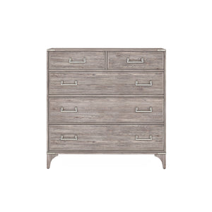 A.R.T. Furniture Sojourn Transitional Dresser With 5 Soft-close Cedar-lined Drawers And Adjustable Metal Legs Gray Ash Solids,Knotty Oak Veneers,Metal 316132-2311