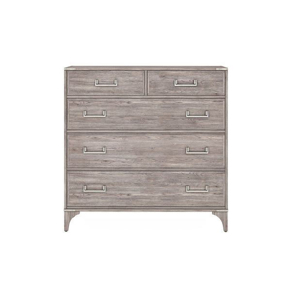 A.R.T. Furniture Sojourn Transitional Dresser With 5 Soft-close Cedar-lined Drawers And Adjustable Metal Legs Gray Ash Solids,Knotty Oak Veneers,Metal 316132-2311