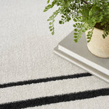 Nourison Essentials NRE02 Machine Made Power-loomed Narrow Border Indoor/Outdoor Contemporary Outdoor Rug Ivory,Black, Ivory Black 100% Polypropylene 99446148278