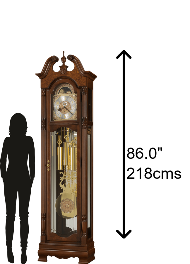 Hekman Furniture 611200 Elegant Baldwin Floor Clock With Cherry Bordeaux Finish, Illuminated Dial, And Moon Phase Cherry Bordeaux Baldwin Grandfather Clock 611200