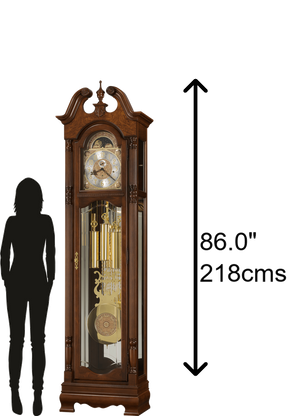 Hekman Furniture 611200 Elegant Baldwin Floor Clock With Cherry Bordeaux Finish, Illuminated Dial, And Moon Phase Cherry Bordeaux Baldwin Grandfather Clock 611200