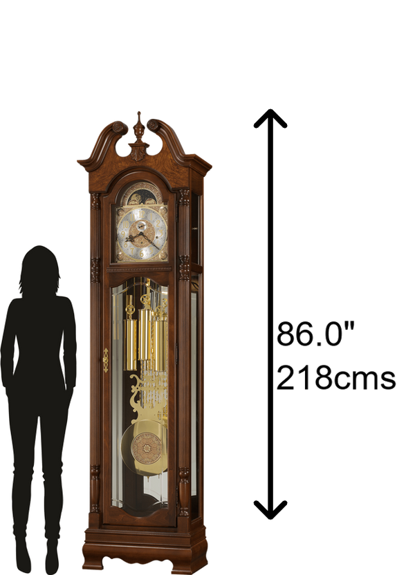 Hekman Furniture 611200 Elegant Baldwin Floor Clock With Cherry Bordeaux Finish, Illuminated Dial, And Moon Phase Cherry Bordeaux Baldwin Grandfather Clock 611200