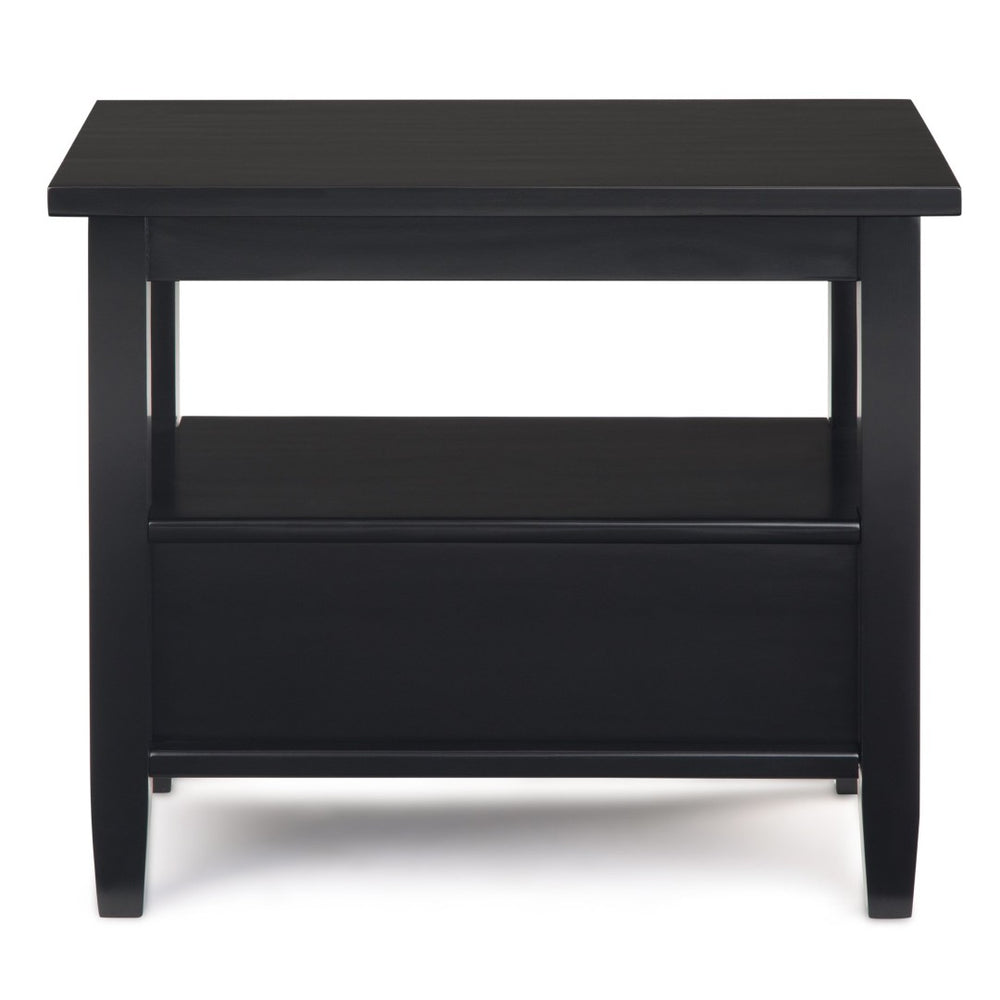 English Elm Warm Shaker Solid Wood 14-Inch Narrow Side Table – Elegant Black Finish With Storage For Small Spaces B136P159659-GIGA