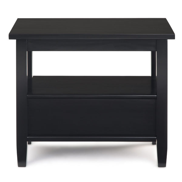 English Elm Warm Shaker Solid Wood 14-Inch Narrow Side Table – Elegant Black Finish With Storage For Small Spaces B136P159659-GIGA