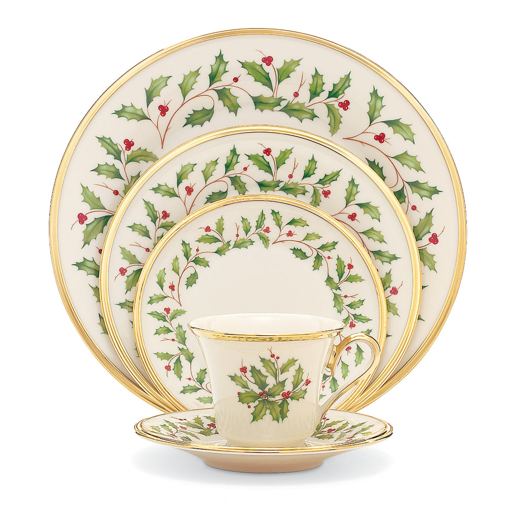 Lenox Holiday 5-Piece Place Setting Red & Green, IVORY PORCELAIN 146590600