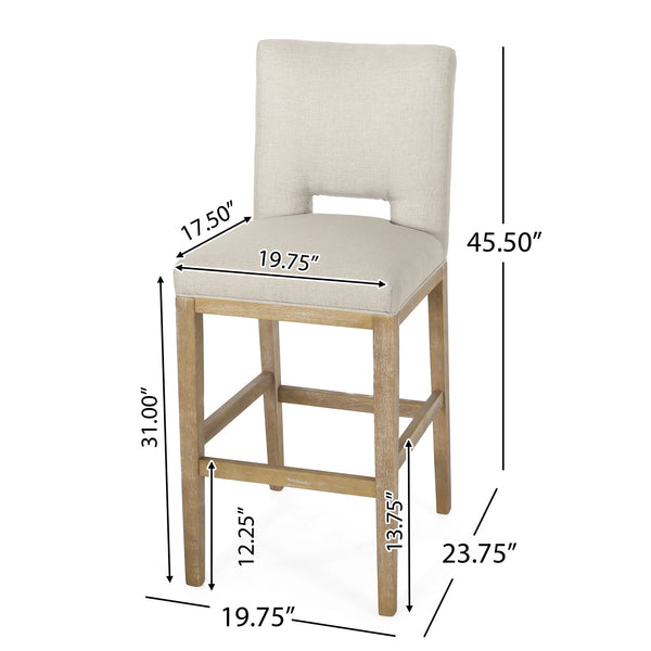 English Elm Christopher Knight Home® - 31 Inch Counter Stools Set of 2 Wheat Fabric Upholstered, Breathable L-Shaped Backrest, Modern Comfort 73531.00WHEAT