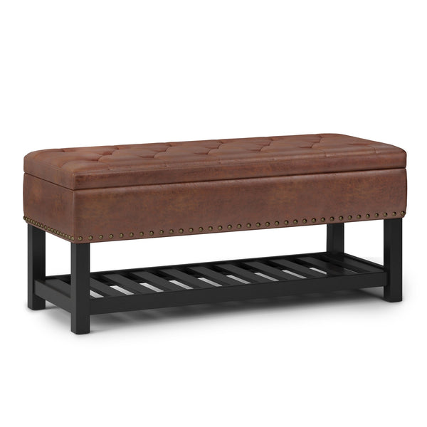 English Elm Lomond - Versatile Storage Ottoman Bench In Distressed Saddle Brown With Stylish Design & Comfort B136P159124