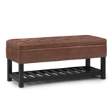 Hearth and Haven Upholstered Faux Leather Storage Ottoman with Tufted Top B136P159124 Dark Brown