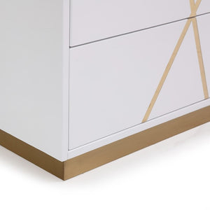 VIG Furniture Nixa Modern Wide White Dresser With Gold X Accents & Base, 6 Soft-Close Drawers, Fully Assembled VGVCJ1909-D-WHT-1-W
