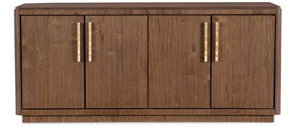 Hooker Furniture Eleana Light Caramel Walnut Buffet With Sunlit Bronze Hardware, Soft-Close Doors & Adjustable Storage 7252-75900-85