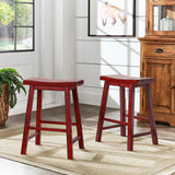 Homelegance By Top-Line Barrett Saddle Seat Counter Height Backless Stools (Set of 2) Red Rubberwood