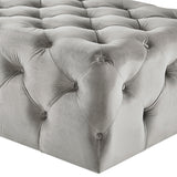 Homelegance By Top-Line Pietro Rectangular Tufted Ottoman with Casters Grey Velvet