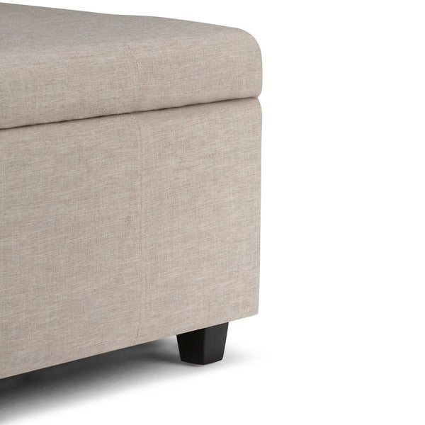 English Elm Castleford Upholstered Storage Ottoman Bench with Tufted Lid & Child-Safe Hinge, Natural Linen Finish B136P159921