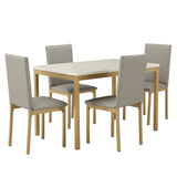 Homelegance By Top-Line Aristos Faux Marble Top 5-Piece Dining Set Gold Metal