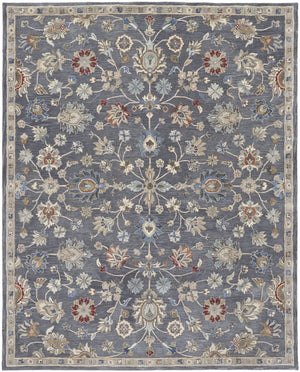 Feizy Rugs Rylan Hand-tufted Wool Rug - Elegant Floral Design With Cool Hues For A Transitional Home Aesthetic Gray,Ivory,Red Wool Ryl8639fblu000f00