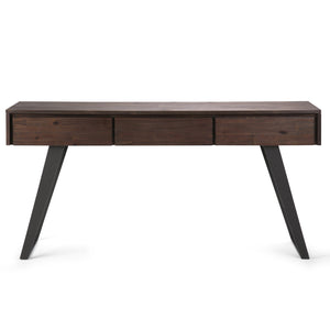 English Elm Lowry Desk - Distressed Charcoal Brown Solid Acacia With Metal Legs For Modern Industrial Charm B136P158875
