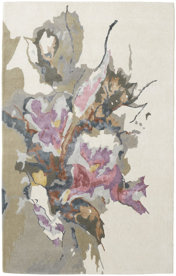 Feizy Rugs Dafney Hand-tufted Floral & Botanical Rug - Whimsical Watercolor Design In Vivid Colors For Elegance Purple,Pink,Green Viscose,Wool Dfy8864fmlt000h00