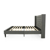 Christopher Knight Home® - Noble House - Roz Fully-Upholstered Traditional Queen-Sized Bedframe, Charcoal Gray