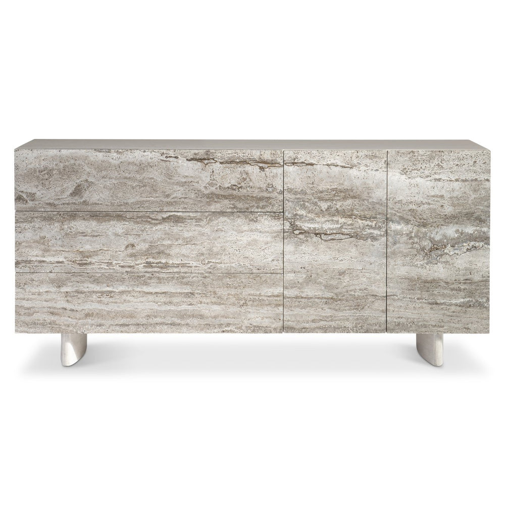 Bernhardt Bernhardt Sereno Walnut & Silver Travertine Buffet — Rustic Modern Storage, Soft-Close Drawers, 72" 329132
