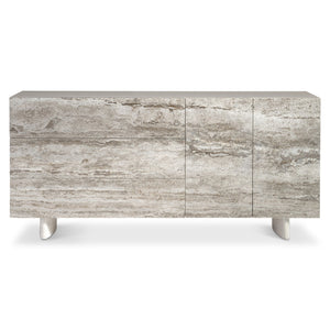 Bernhardt Bernhardt Sereno Walnut & Silver Travertine Buffet — Rustic Modern Storage, Soft-Close Drawers, 72" 329132