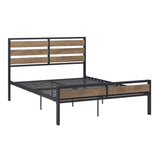 Homelegance By Top-Line Daxton Low Profile Metal Platform Bed with Wood Finish Panels Black Metal