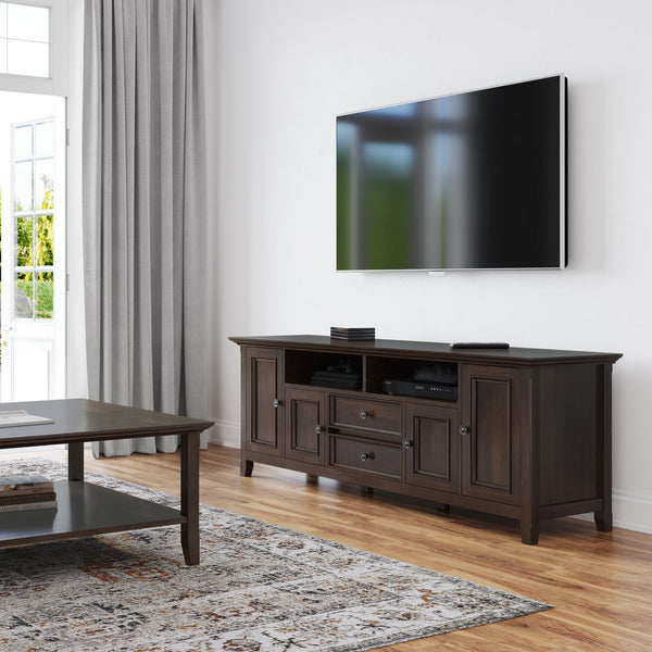English Elm Amherst 72" Solid Wood Tv Stand In Brunette Brown - Stylish Media Storage With Transitional Design B136P158356