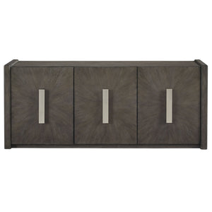 Pulaski Furniture 3-door Modern Credenza With Adjustable Shelves & Sleek Starburst Design For Chic Home Organization Gray Quartered Ash P301777-pulaski