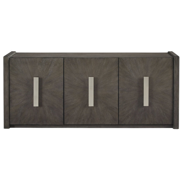 Pulaski Furniture 3-door Modern Credenza With Adjustable Shelves & Sleek Starburst Design For Chic Home Organization Gray Quartered Ash P301777-pulaski