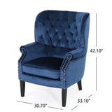 Christopher Knight Home® - Noble House - Tomlin Modern Glam Velvet Club Chair with Nailhead Trim