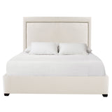 Morgan Queen Bed with Nailhead Trim Upholstered Headboard & Espresso Feet