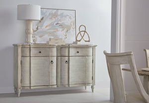 A.R.T. Furniture Alcove Buffet: Elegant Belgian Ivory Storage Solution With Adjustable Shelves & Felt-lined Drawers White Acacia Solids,Maple Veneers 321247-2817
