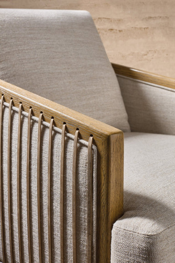 Hooker Furniture Enveyed Stationary Chair With Cashew Oak Frame, Classic Linen Performance Upholstery, Biophilic Comfort SS224-01-413