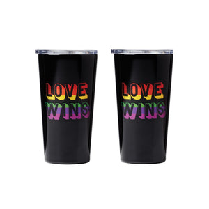 Lenox Cambridge 20 Oz "Love Wins" Highball Tumblers, Black, Set of 2 NO COLOR METAL EPRD50CB2DS