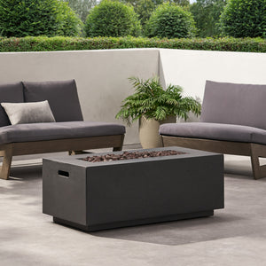 English Elm 40" Rectangular Mgo Concrete Propane Fire Pit 40000 Btu Patio Outdoor Heater 63492.00-40K