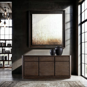 Bernhardt Bernhardt Outline Buffet In Wire-Brushed Oak, 72" Casual Modern Sideboard With Soft-Close Drawers And Textured Aluminum Pulls 360132