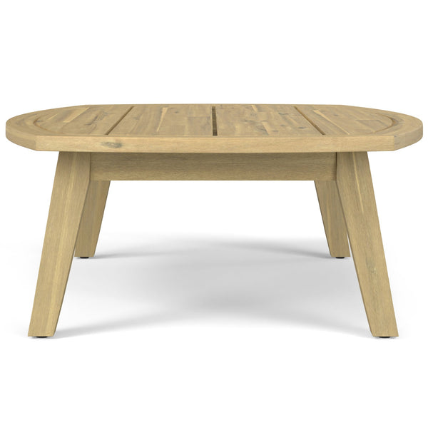 English Elm Parkside Handcrafted Outdoor Coffee Table in Light Teak – Solid Acacia, Slatted Top, Durable Style B136P159370